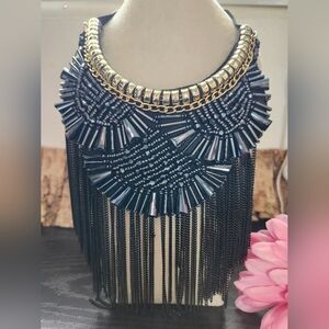 Elegant Black and Gold Statement Necklace